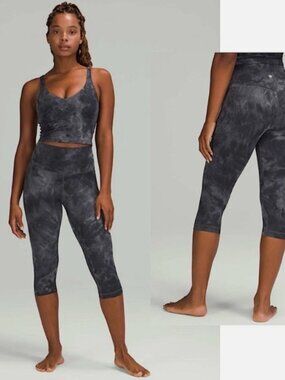 Lululemon Align High Rise Crop 17" Diamond Dye Pitch Grey Graphite Grey Sz 0